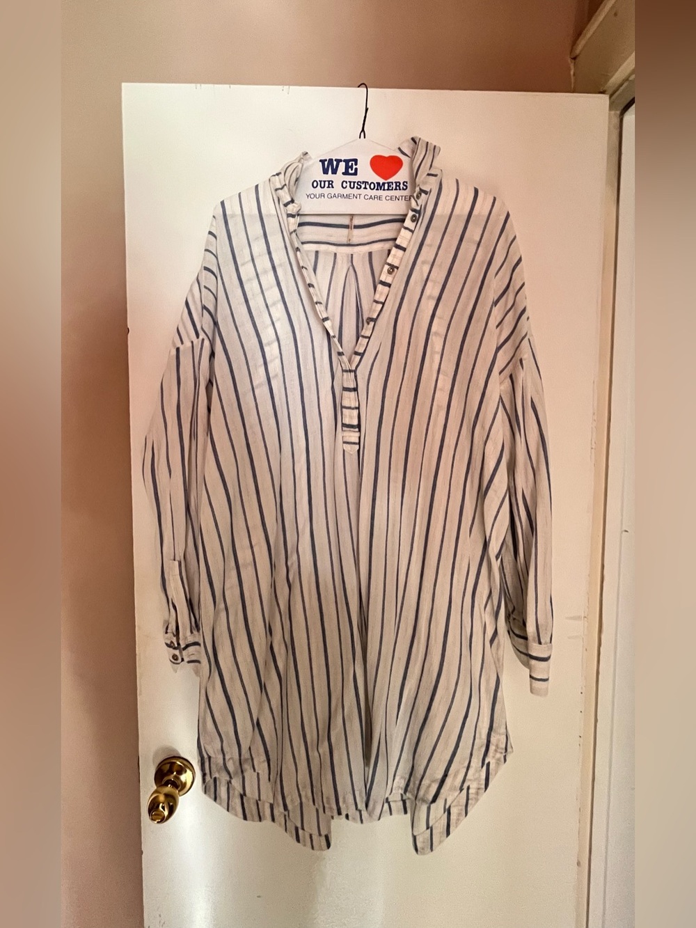 Free People Striped Long Sleeve Tunic - Cream & Navy